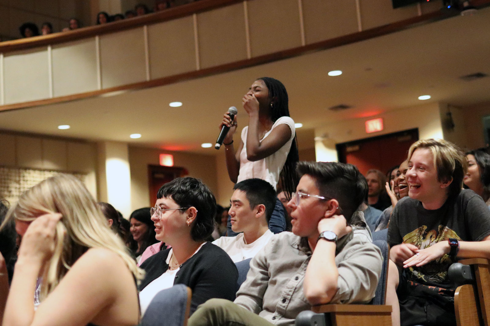 Audience laughs during Q&A