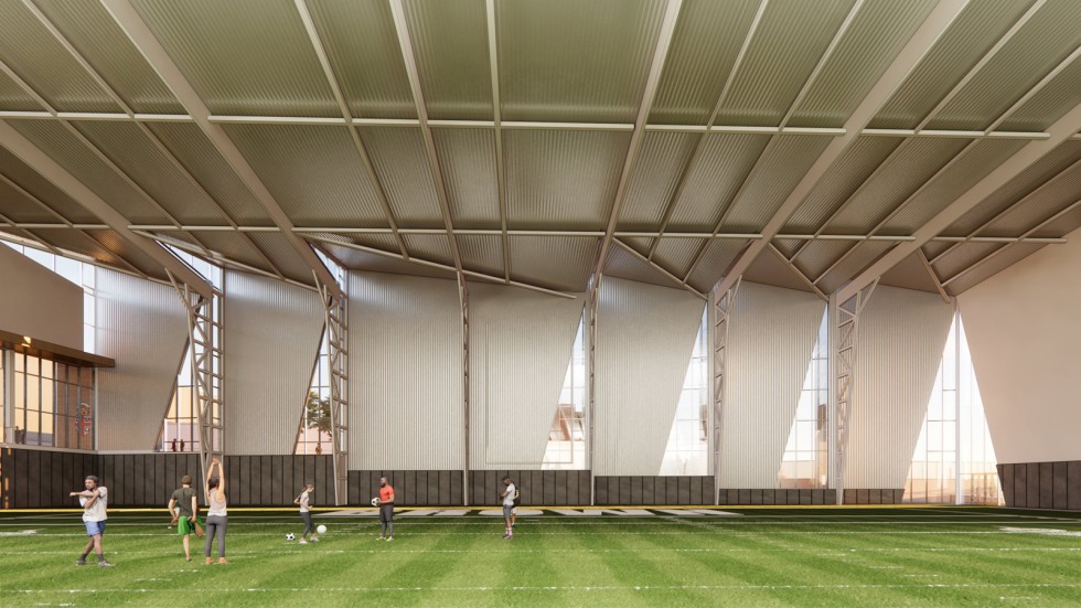 rendering of indoor turf facility interior field